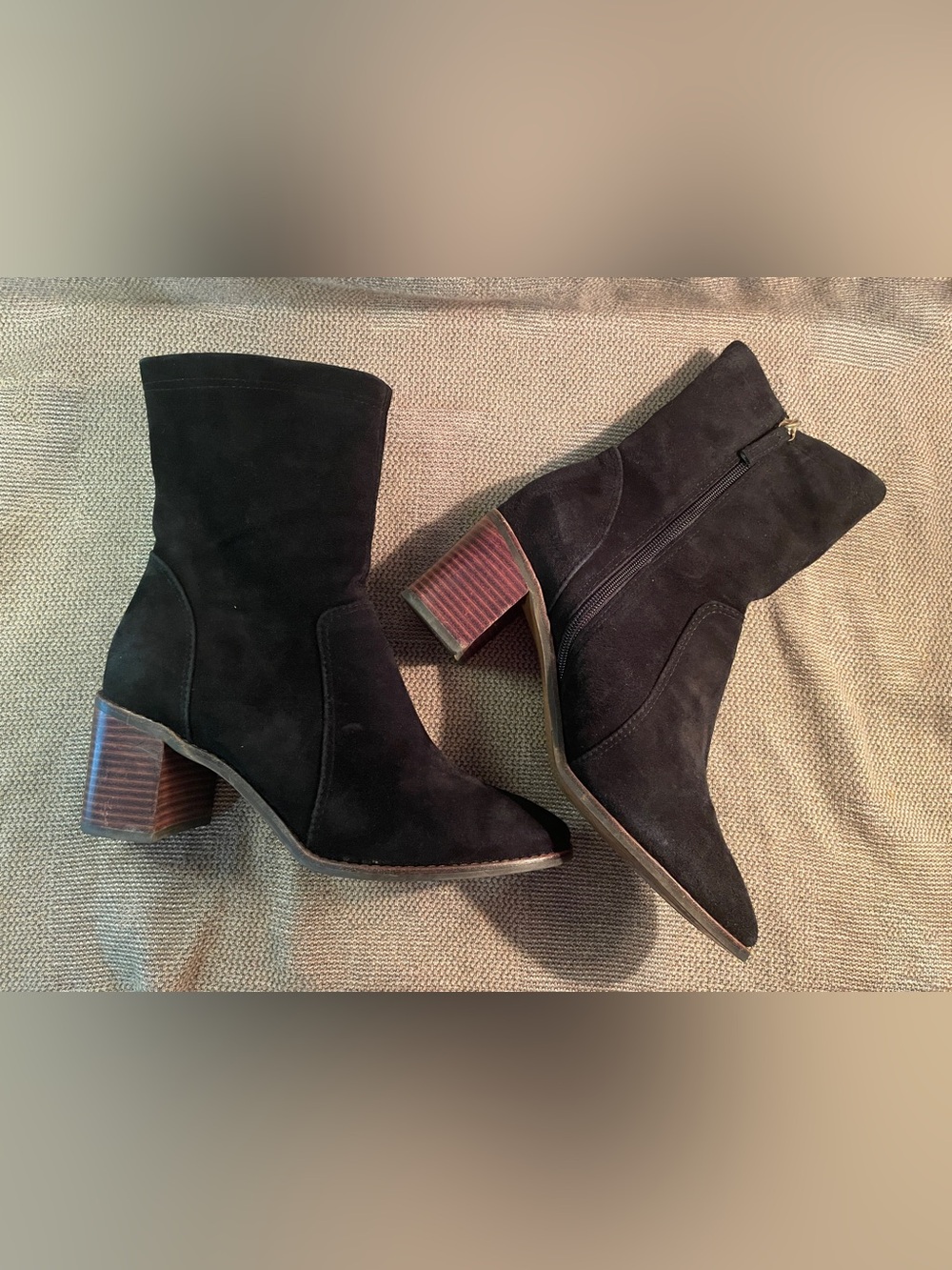 J. Jill Jodie Black Suede Mid-Heel Ankle Boots